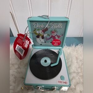 Deck the Halls Holiday Record Player Decoration